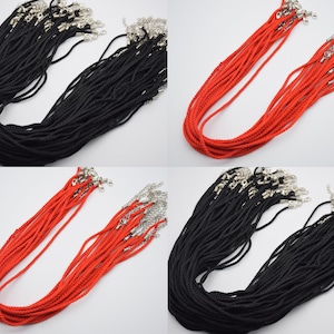 10 twisted silk cord necklace 2.5mm round 17 inch braided silk cord rayon satin cord necklace lobster clasp 2 inch extension chain