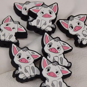 Cuentas de silicona con forma de cerdo de dibujos animados, cuentas de animales para bolígrafo, dijes para regalos, accesorios de joyería, suministros para manualidades, pulseras y cordones.
