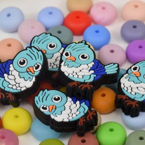Cuentas de silicona con forma de pájaro de dibujos animados, cuentas sueltas para bolígrafos de invierno, cuentas para regalos, accesorios de joyería, suministros para manualidades, cordón, cuentas para bolsos.