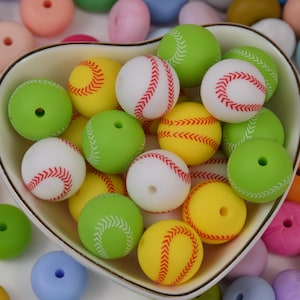 Baseball/Softball Focal Silicone Beads,Sports Ball DIY Focus Pen Bead,Loose Gifts Beads,Jewelry Accessories,Wristlet,Lanyard Beads