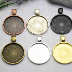 10pcs metal round pendant tray,bezel base setting,tray base setting,fit for 25x25mm cabochons,cameo