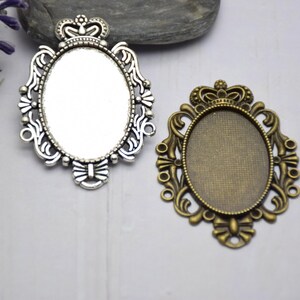 5pcs metal oval pendant tray,bezel base setting,tray base setting,fit for 20x30mm cabochons,cameo