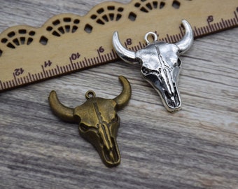 10 Bull Head Charm Cow Charm Cattle Pendant Buffalo Western Charm 32mm*28mm