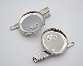 10 metal dark silver brooch with alligator clip,brooch pin back,safety pin,hair pin,round pad brooch safety pin with hair clips,30mm disk