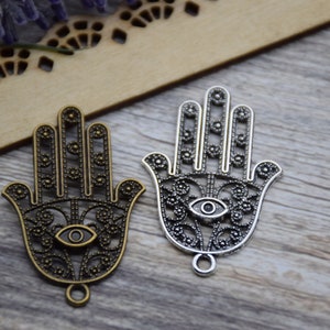10 Eye Hand Hamsa Hand of Fatima Charm Pendant Necklace Ornament Bracelet Decoration Earring Crafts 42mm*28mm