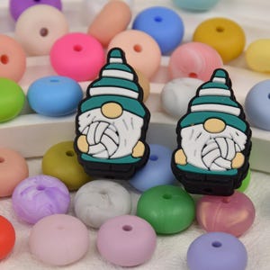 Volleyball Gnome Focal Silicone Beads,Sports DIY Focus Pen Bead,Focal Beads,Loose Beads,Gifts Beads Charms,Wristlet,Lanyard Beads