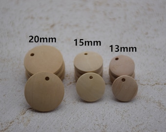 Round Wooden Beads Charms,DIY Flat Wooden Disc Circle,Natural Unfinished Plain Wooden Pendants,Wood Earring Bead DIY Jewelry Findings