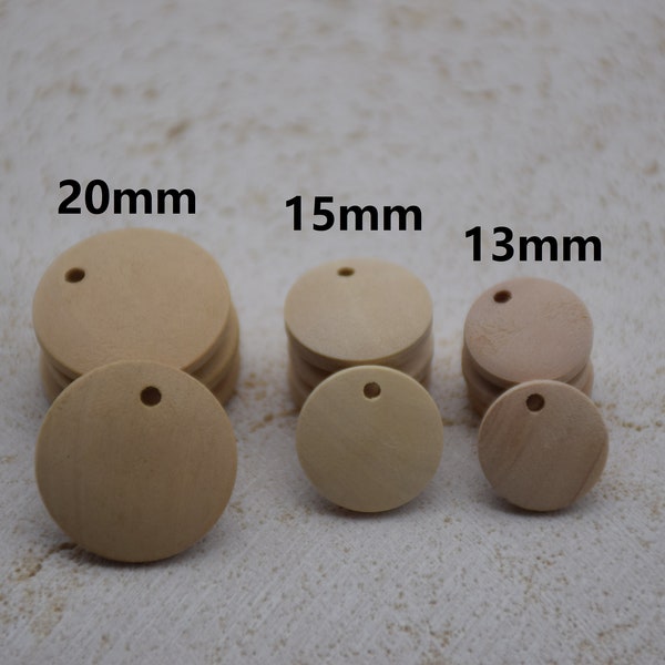 Round Wooden Beads Charms,DIY Flat Wooden Disc Circle,Natural Unfinished Plain Wooden Pendants,Wood Earring Bead DIY Jewelry Findings