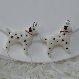 Dalmatian Dog Resin Charms,Plastic Cabochon Jewelry Pendants,Keychain Supplies,Deco Fittings,Flat Back Earring Necklace Bracelet Accessory
