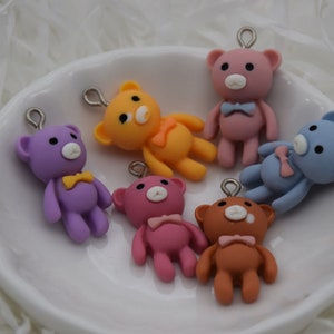 12 Resin/Plastic Bear Bowknot Cabochons,Christmas Tree Ornament,Party Decoration,Kawaii Decoden Cute Animal Charms,29mmx15mm