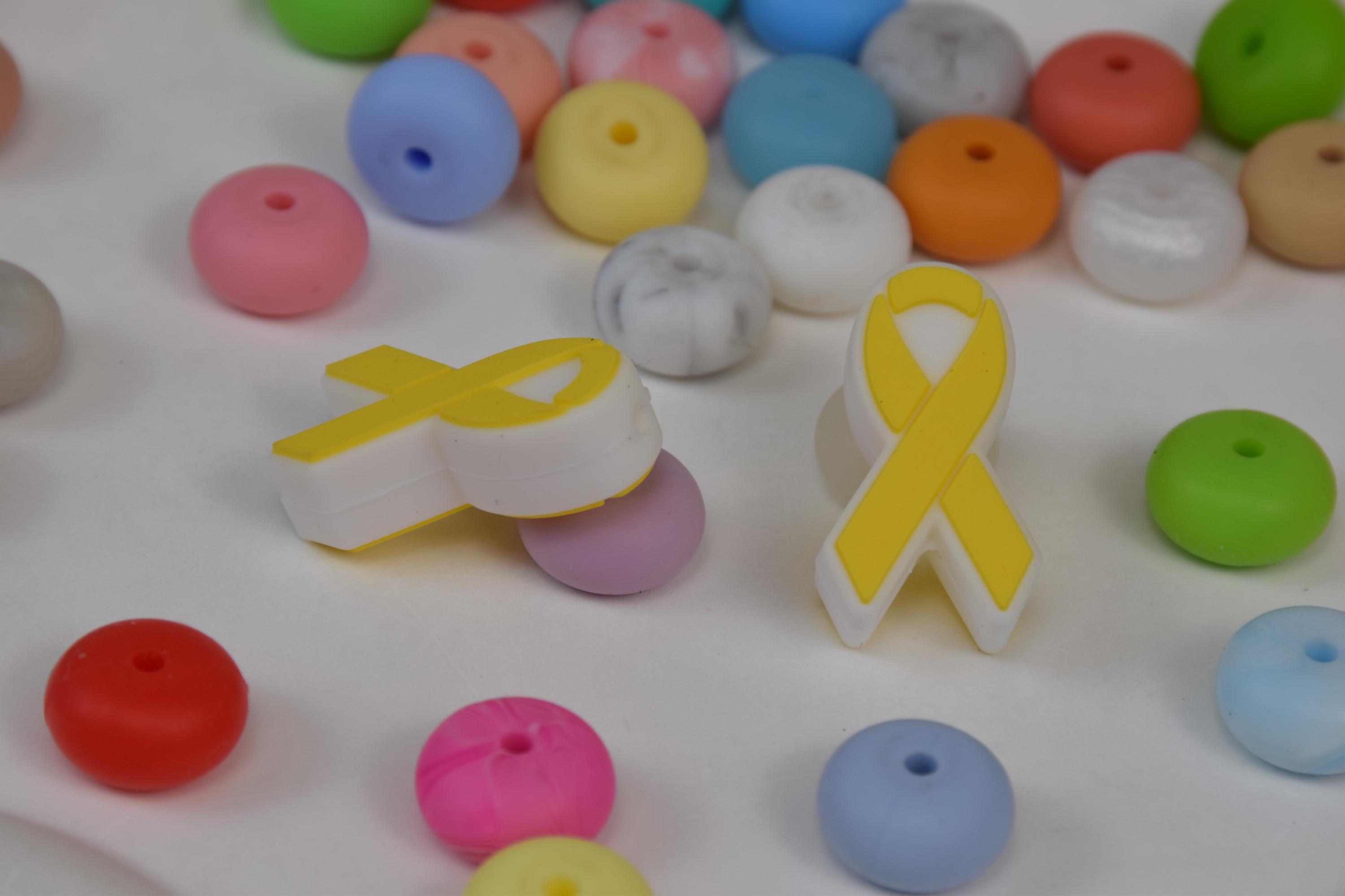 Ribbon Silicone Beads,breast Cancer Awareness Ribbon Focal Bead,gifts ...