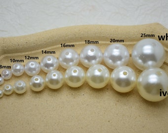 6mm-25mm Round White Ivory Pearl Beads Charms,Jewellery Wedding Pearl,Bridal Vine,Flower Sprays,Beads For DIY Craft Jewelry Making Supplies