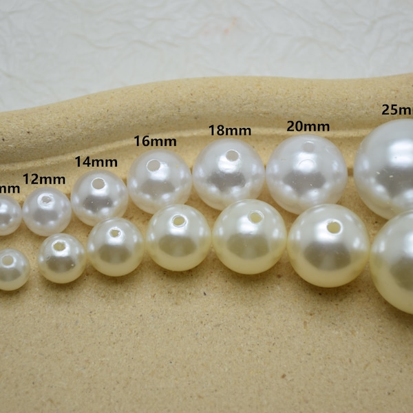 6mm-25mm Round White Ivory Pearl Beads Charms,Jewellery Wedding Pearl,Bridal Vine,Flower Sprays,Beads For DIY Craft Jewelry Making Supplies