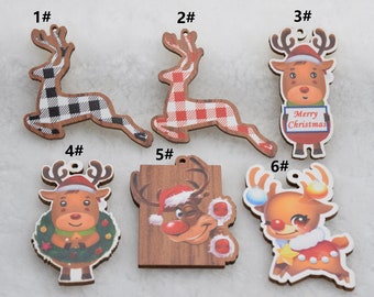 Christmas Print Series - Christmas Elk Wood Earring Blanks,Cutout Wooden Pendant,Drop Earrings,Dangle Earrings,DIY Jewelry Findings Charm