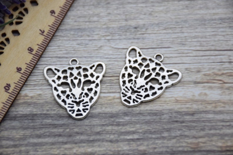 10 Leopard Charm Cheetah Charm Jaguar Charm Cougar Panther Charm Safari Creature Charm Animal Charms Pendants 28mm26mm antique silver