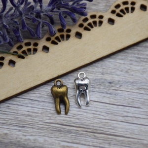 15 Teeth Tooth Detal  Charm Pendant Necklace Ornament Bracelet Decoration Earring Crafts 15mm*7mm