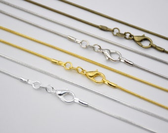 10 snake chain necklace with lobster clasp,1.2mm 20 inches metal dainty chain,DIY chain,delicate chain,jewelry chain,finished chain necklace