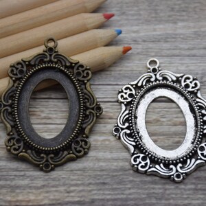 5pcs metal oval pendant tray,bezel base setting,tray base setting,fit for 20x27mm cabochons,cameo