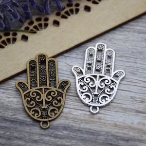 10 Eye Hand Hamsa Hand of Fatima Charm Pendant Necklace Ornament Bracelet Decoration Earring Crafts 38mm*24mm