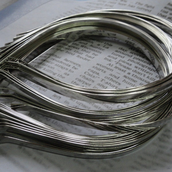 50pcs Metal Headbands 7mm silver color with bent end