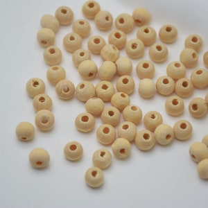 6mm Round Wooden Beads,Natural Wood,Geometric Round Ball Beads,Unfinished Wood,Bead Craft,DIY Bracelet Necklace Jewelry Making Accessories