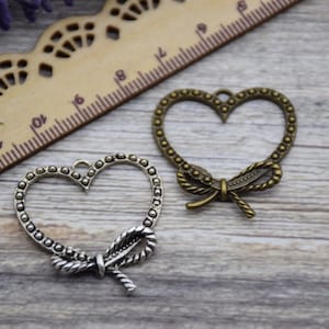 10 strik Hart Hol Hart Open Hart Liefde Bedel Hanger Ketting Armband Oorbel 30 mm * 30 mm