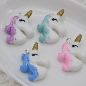10 Resin/Plastic Unicorn Cabochons,Christmas Tree Ornament,Party Decoration,Kawaii Decoden Cute Animal Charms,28mmx22mm