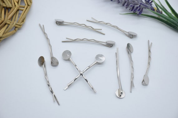 200pcs Silver Tone Straight Bobby Hair Pins With Solder Round Etsy