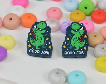 Good Job Dinosaur Silicone Beads,Animal Focal Bead,Gifts For Beadable Pens