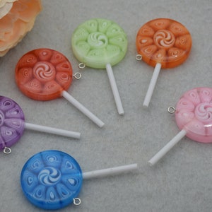 8 Resin/Plastic Swirl Lollipop Cabochons,Christmas Tree Ornament,Lollipop Toppers,Kawaii Decoden Cute Candy Charms,58mmx30mm