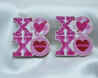 Valentine's Day Earring,Heart Shaped Wood Blanks,Cutout Wooden Pendant,Drop Earrings,Dangle Earrings,DIY Jewelry Findings Charm,Print Series