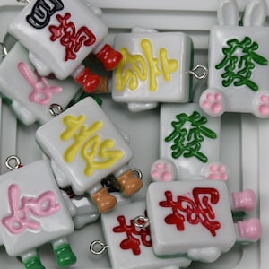 Cute Mahjong Resin Pendant,Plastic Game Charm,DIY Jewelry Accessories,Earring Keychain Bracelet Necklace Pendants,Craft Supplies