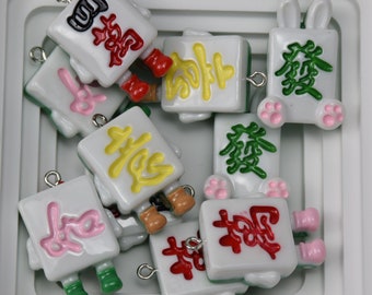Cute Mahjong Resin Pendant,Plastic Game Charm,DIY Jewelry Accessories,Earring Keychain Bracelet Necklace Pendants,Craft Supplies