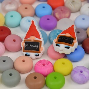 Learning Gnome Focal Silicone Beads,School Chalkboard DIY Focus Pen Bead,Loose Beads,Gift Charms,Jewelry Accessories,Wristlet,Lanyard Beads