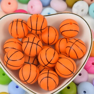 Basketball Focal Silicone Beads,Sports Ball DIY Focus Pen Bead,Loose Gifts Beads,Jewelry Accessories,Wristlet,Lanyard Beads