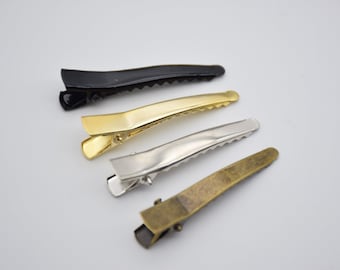 20 metal alligator clips,alligator barrettes,hair clips,prong alligator clips with teeth,blank hair clips,hair accessories 45mm