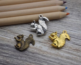 10 ciondoli a forma di animale scoiattolo, per collana, bracciale, decorazione, orecchini, artigianato, 21 mm*21 mm