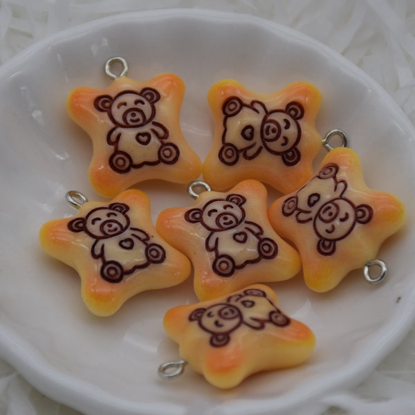 12 Resin/Plastic Bear Biscuits Cabochons,Christmas Tree Ornament,Cookies Charms,Kawaii Decoden Cute Charms Pendants,24mmx19mm