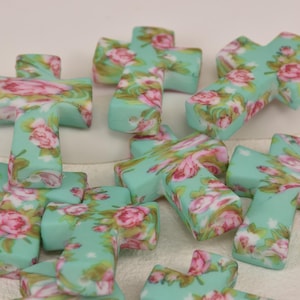 Cuentas de silicona con forma de cruz de flores, cuentas para bolígrafo con enfoque de fe, dijes para regalos, accesorios de joyería, suministros para manualidades, pulseras, llaveros, cuentas para cordón
