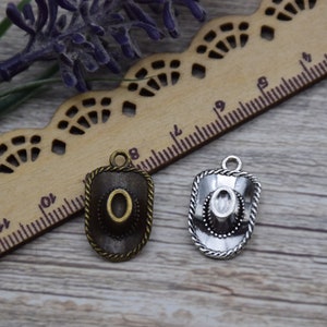 10 Cowboy Hat Charm Pendant Necklace Ornament Bracelet Decoration Earring Crafts 22mm*13mm