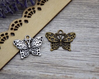 20 Butterfly Charm Insect Charms Pendants Earring Necklace Bracelet Craft 25mm*19mm