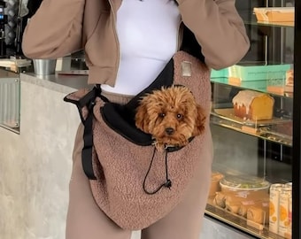 Luxury Bouclé Pet Sling Carrier Bag – Pet Bag for Puppy,Cat,Dog Tote Bag, Chihuahua, Carrier Purse, Dog Lover Gift, Pet Accessories