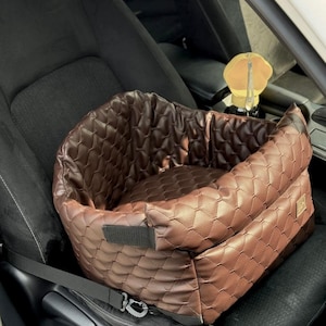 Premium Dog Car Seat- Puppy Travel Bed, Automotive Eco Leather,Dog Booster Seat for Small Dogs,Pet Carrier,Custom Dog Bed, Dog Mom Gift
