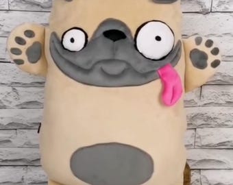 Cuscino per abbracci Bulldog e Carlino - Cuscino per il corpo di un cane di peluche, peluche di un carlino - Cuscino per il corpo da coccolare, regalo per la mamma di un cane, cuscino per bambini