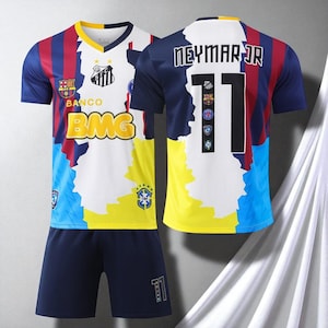 Neymar Jr Kids Soccer Jersey Set , Career Tribute Fan Edition , Youth Football Kit with Shirt ,Shorts , Gift for Boys & Girls