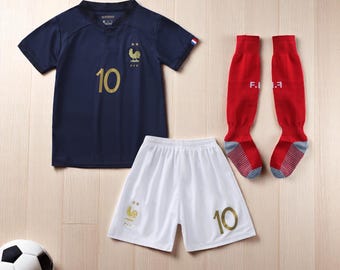 Mbappe #10 Kids France Home Soccer Jersey Set