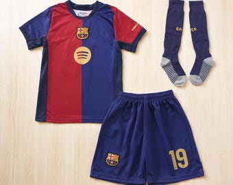 Conjunto de 3 piezas de camiseta de fútbol infantil del Barcelona Yamal #19