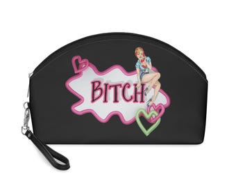 Neceser vintage con frases divertidas, ideal para amantes del maquillaje, ideal para viajes o fiestas.