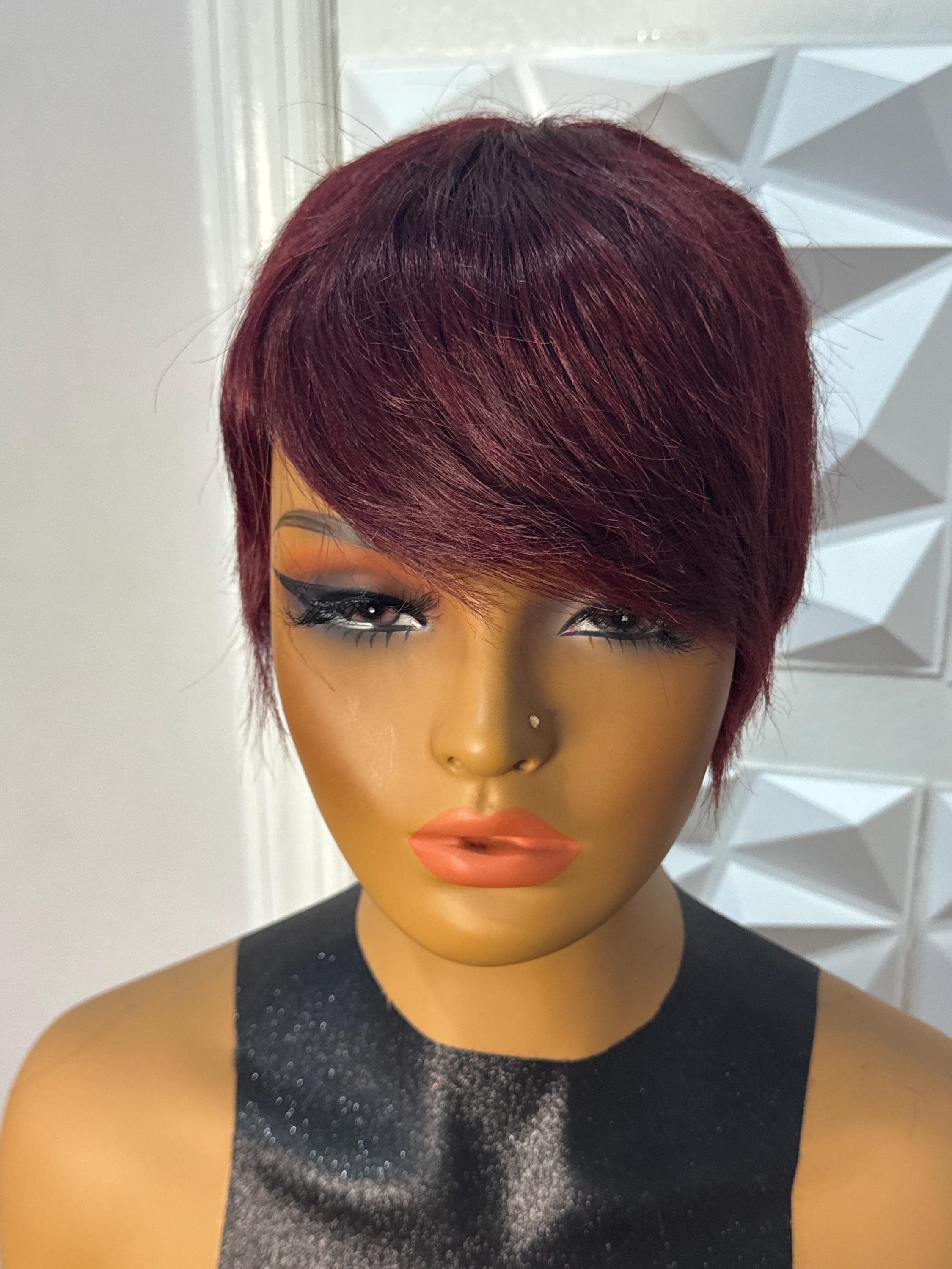 ?Jackie Short styled  Burgundy Full Cap  Wig +NWT Burgundy Short Hair Pixie Wigs - Etsy main image 2