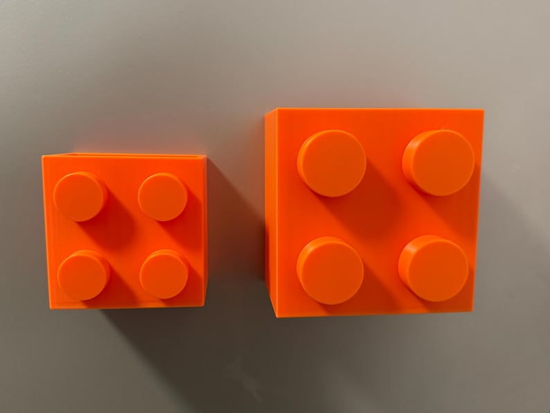 Magnetic storage box in a building block design | LEGO-inspired | 3D-printed pen holder & kitchen organizer | Refrigerator magnetic box Orange